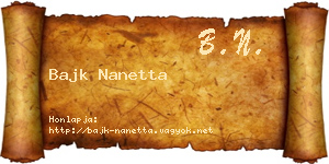 Bajk Nanetta névjegykártya